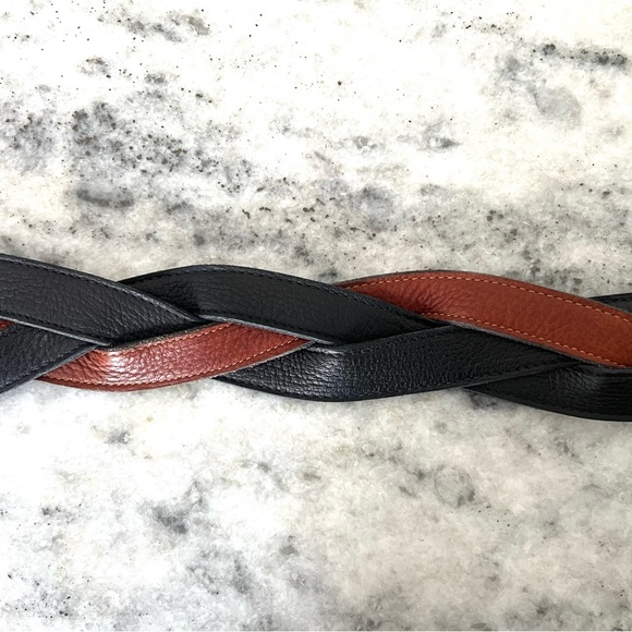 VINTAGE Johnny Farah Braided Cowhide Belt with Brass Buckle Sz S main image 6